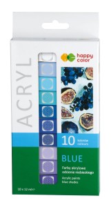HAPPY COLOR Farby akrylowe 10 kolorów 12 ml NIEBIESKIE