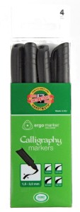 KOH-I-NOOR Markery do kaligrafii 4 szt CZARNE