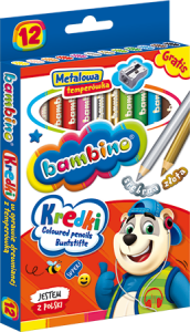BAMBINO Kredki ołówkowe grube drewno 12 kolorów