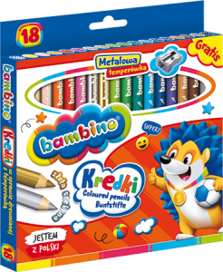 BAMBINO Kredki ołówkowe grube drewno 18 kolorów