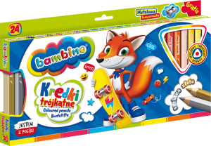BAMBINO Kredki trójkątne grube drewno 24 kolory