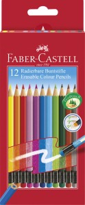 FABER-CASTELL Kredki wymazywalne z gumkami Eco 12 kolorów