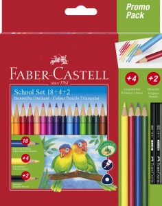 FABER-CASTELL Kredki ołówkowe trójkątne 18 + 4 + 2 ołówki