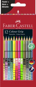 FABER-CASTELL Kredki Grip 12 kolorów Pastel Neon Metal