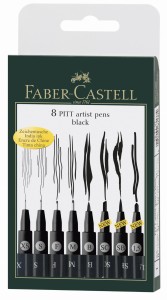 FABER-CASTELL Pisaki Artist Pen PITT 8 sztuk CZARNE