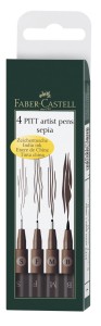 FABER-CASTELL Pisaki Artist Pen PITT 4 sztuki SEPIA