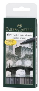 FABER-CASTELL Pisaki Artist Pen Pitt 6 sztuk SHADES OF GREY