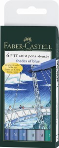 FABER-CASTELL Pisaki Artist Pen Pitt 6 sztuk SHADES OF BLUE