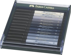 FABER-CASTELL Pisaki Artist Pen Pitt 12 kolorów SZARE