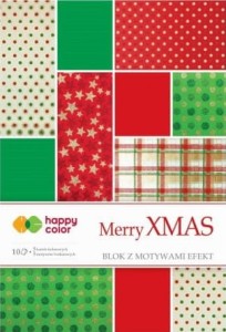 HAPPY COLOR Blok z motywami A4 150g 10 arkuszy Merry XMas