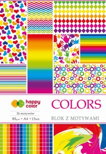 HAPPY COLOR Blok z motywami A4 80g 15 arkuszy Colors