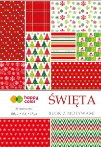 HAPPY COLOR Blok z motywami A4 80g 15 arkuszy Święta