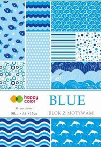 HAPPY COLOR Blok z motywami A4 80g 15 arkuszy Blue