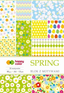 HAPPY COLOR Blok z motywami A4 80g 15 arkuszy Spring