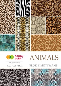 HAPPY COLOR Blok z motywami A4 80g 16 arkuszy Animals