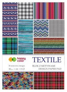 HAPPY COLOR Blok z motywami A4 80g 15 arkuszy Textile