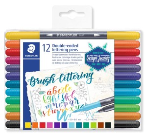 STAEDTLER PIsaki dwustronne brush pen do letteringu kaligrafii 12 kolorów