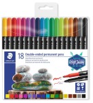 STAEDTLER Flamastry dwustronne permanentne 18 kolorów