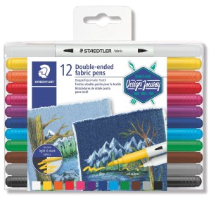STAEDTLER Flamastry dwustronne do tkanin 12 kolorów