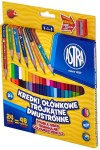 ASTRA Kredki ołówkowe dwustronne trójkątne 24/48 kolory + temperówka