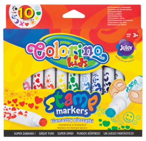 COLORINO Flamastry stempelki pieczątki 10 kolorów