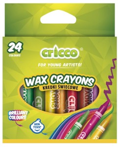CRICCO Kredki świecowe w obwolucie szkolne 24 kolory