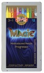 KOH-I-NOOR Kredki wielokolorowe magiczne Progresso 12 sztuk METAL