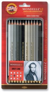 KOH-I-NOOR Kredki akwarelowe Mondeluz 12 kolorów METAL SZARE