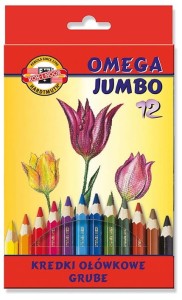 KOH-I-NOOR Kredki ołówkowe grube Omega Jumbo 12 kolorów