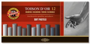 KOH-I-NOOR Pastele suche kredki Toison D'or 12 kolorów SZARE