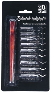 KOH-I-NOOR Zestaw do kaligrafii 9 stalówek + drewniana obsadka