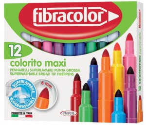 FIBRACOLOR Flamastry DUŻE pisaki Colorito Maxi 12 kolorów