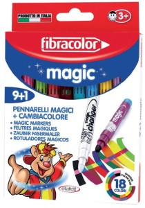 FIBRACOLOR Flamastry magiczne zmieniające kolor 9+1