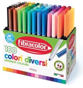 FIBRACOLOR Flamastry pisaki mazaki 100 kolorów BOX