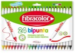 FIBRACOLOR Flamastry dwustronne pisaki mazaki 24 kolory