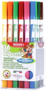 FIBRACOLOR Flamastry dwustronne pisaki mazaki 36 kolorów BOX
