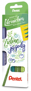 PENTEL Pisak pędzelkowy kaligrafia Brush 4 szt ZIELONE