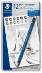 STAEDTLER Ołówki do szkicowania zestaw ołówków Lumograph 8B-2H 12 sztuk