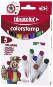 FIBRACOLOR Flamastry stempelki pieczątki 5 kolorów