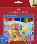 FABER-CASTELL Kredki akwarelowe 24 kolory + pędzelek Rybka
