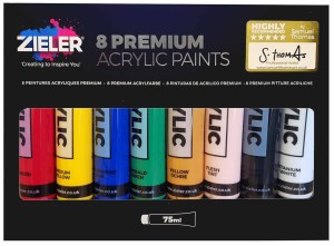 ZIELER Farby akrylowe Premium 8 kolorów x 75 ml