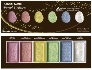 KURETAKE Farby w kostkach Gansai Tambi 6 kol Pearl Colors