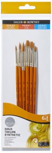 DALER-ROWNEY Pędzle syntetyczne Gold Taklon 6 sztuk
