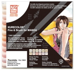 KURETAKE Pisaki Fine & Brush for Manga 12 kol SKIN TONES