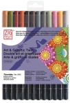 KURETAKE Pisaki dwustronne brush Twin ZIG 12 kol Muted