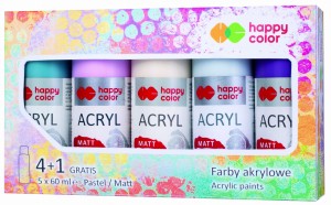 HAPPY COLOR Farby akrylowe Matt 6 kolorów MIX A