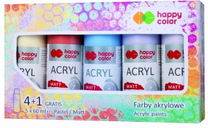 HAPPY COLOR Farby akrylowe Matt 6 kolorów MIX B
