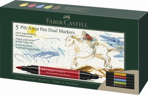 FABER-CASTELL Pisaki dwustronne Pitt 5 kolorów