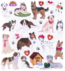 DPCRAFT Naklejki brokatowe Psy 27 sztuk