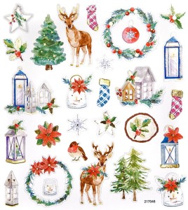 DPCRAFT Naklejki ozdobne świąteczne Święta 28 sztuk